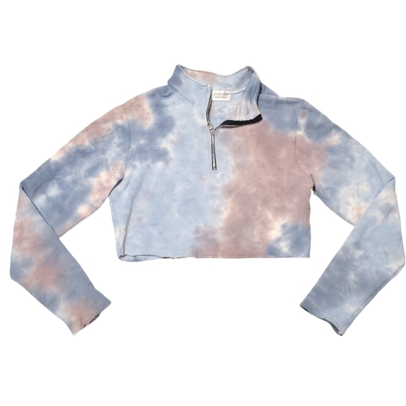 SOULCYCLE X Cotton Citizen Tie Dye 1/4 Zip Crop Sweatshirt Women's Size Medium - Picture 1 of 11